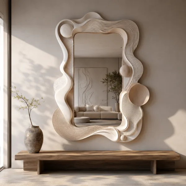 3D Sculptural Pop Off the Wall Mirror Styled to Glow the 3D Sculptural Pop Off the Wall Mirror