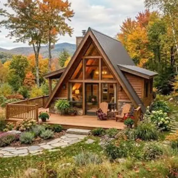 A Frame Cabin with Floor to Ceiling Windows Styled to Glow the A Frame Cabin with Floor to Ceiling Windows