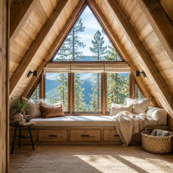 A Frame Peak Window Nook Styled to Glow the A Frame Peak Window Nook