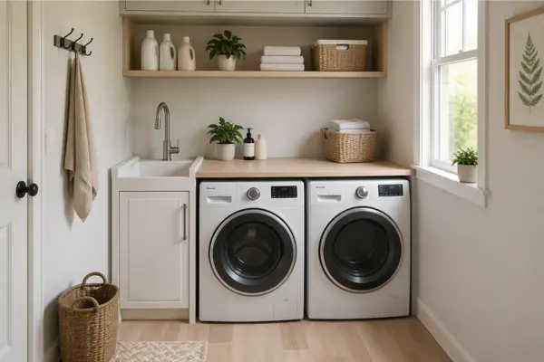 the Add a Slim Sink in a Larger Small Room