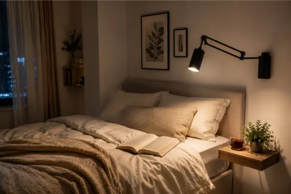 Adjustable Bedside Swing Arm Light Styled to Glow the Adjustable Bedside Swing Arm Light