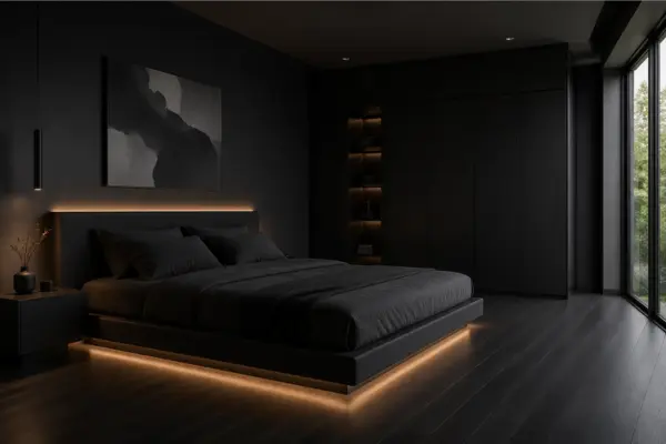 the All Black Minimal Bedroom