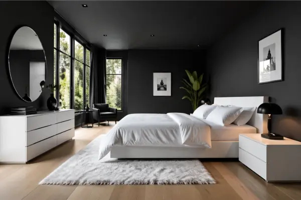 All Black Walls with White Accents Styled to Glow the All Black Walls with White Accents