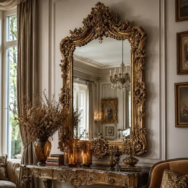Antique Victorian Gilded Mirror Styled to Glow the Antique Victorian Gilded Mirror