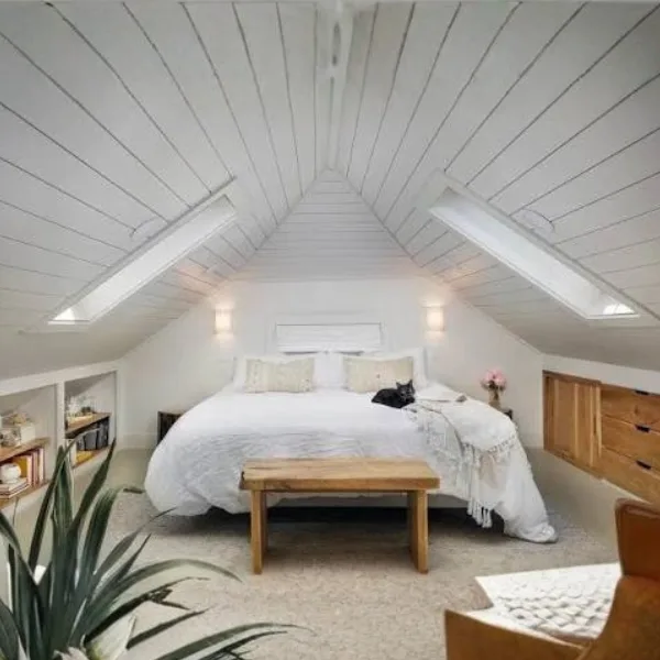 Attic Loft Bedroom with a Skylight Styled to Glow the Attic Loft Bedroom with a Skylight