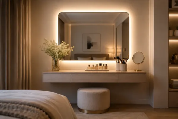 Backlit Jewelry or Vanity Mirror Styled to Glow the Backlit Jewelry or Vanity Mirror