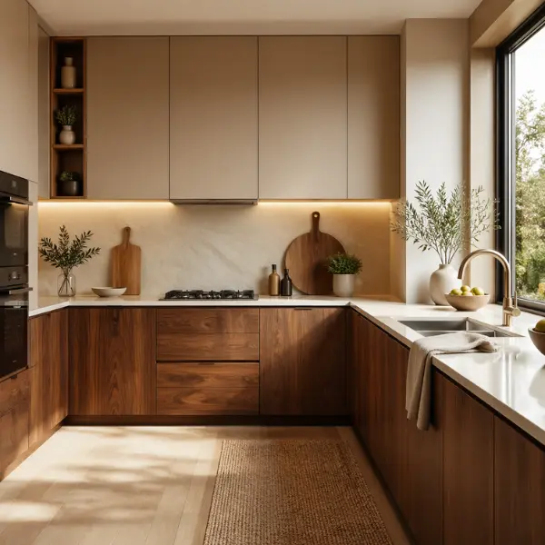 the Beige Uppers Walnut Wood Lowers