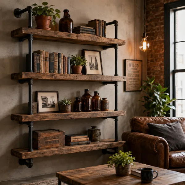 Black Iron Pipe Shelving Unit Styled to Glow the Black Iron Pipe Shelving Unit
