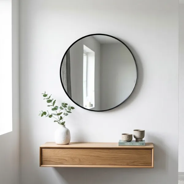 Black Matte Metal Circle Mirror Styled to Glow the Black Matte Metal Circle Mirror