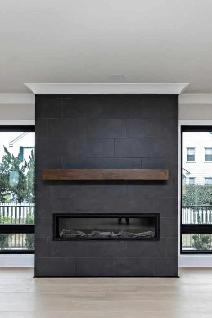 Black Tile Fireplace Surround with White Walls Styled to Glow the Black Tile Fireplace Surround with White Walls