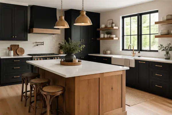 Black and Wood Farmhouse Kitchen Styled to Glow the Black and Wood Farmhouse Kitchen
