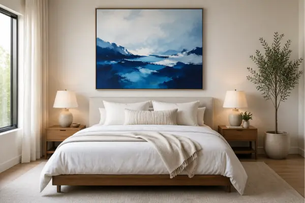 the Blue Artwork Feature Wall