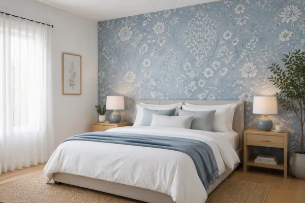 the Blue Pattern Wallpaper Wall