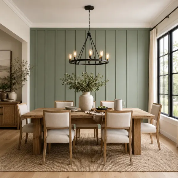 Board and Batten Accent Wall in the Dining Room Styled to Glow the Board and Batten Accent Wall in the Dining Room