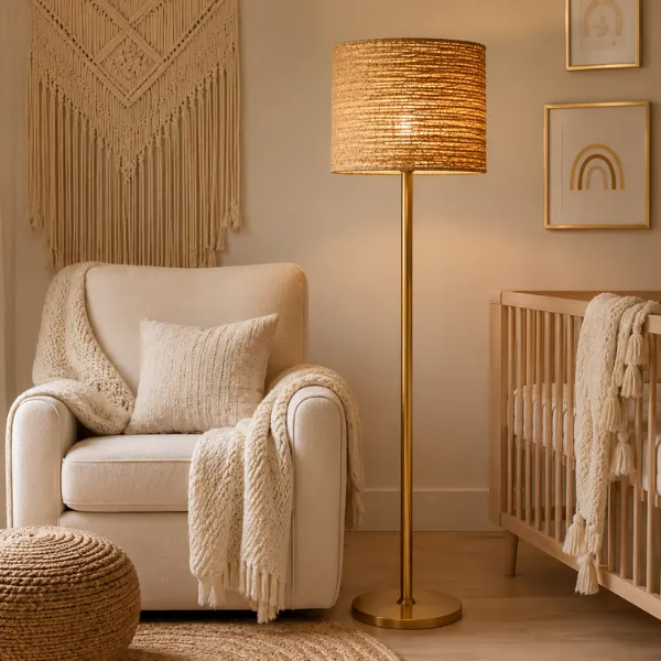 Boho Rope and Gold Stand Dimmable Floor Lamp Styled to Glow the Boho Rope and Gold Stand Dimmable Floor Lamp