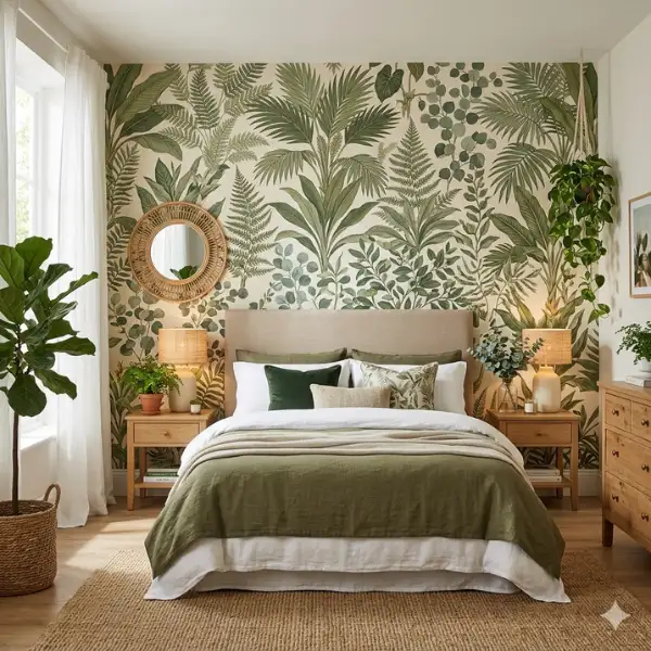 Botanical Wallpaper Green Bedroom Styled to Glow the Botanical Wallpaper Green Bedroom
