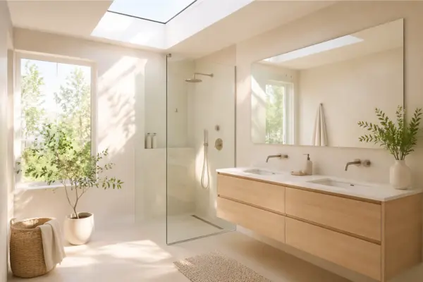 the Bright Bathroom With Natural Light Focus