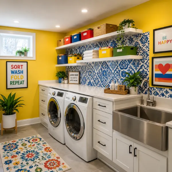 Bright Colours and Playful Patterned Backsplash Styled to Glow the Bright Colours and Playful Patterned Backsplash