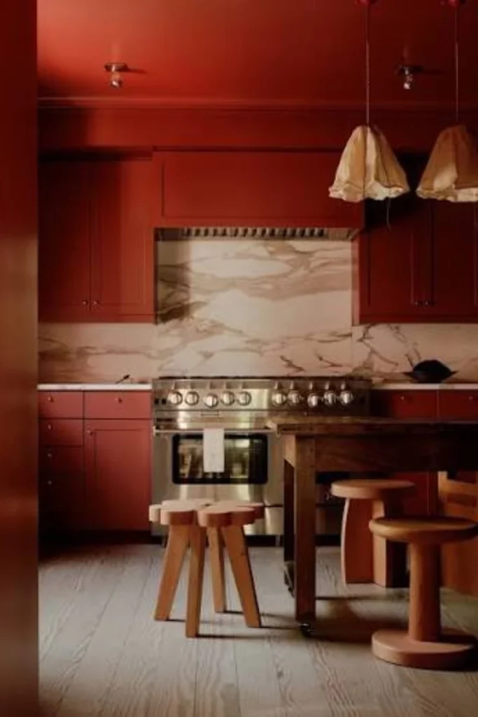 Bright Red Accent Wall Styled to Glow the Bright Red Accent Wall