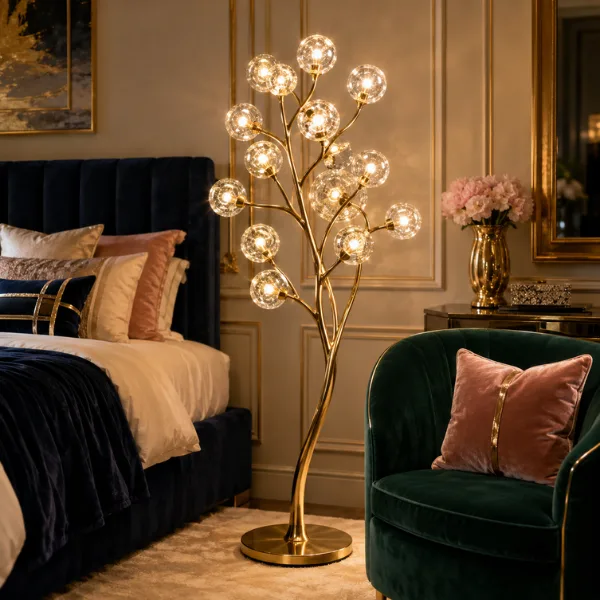Bubble Crystal Brass Tree Lamp Styled to Glow the Bubble Crystal Brass Tree Lamp