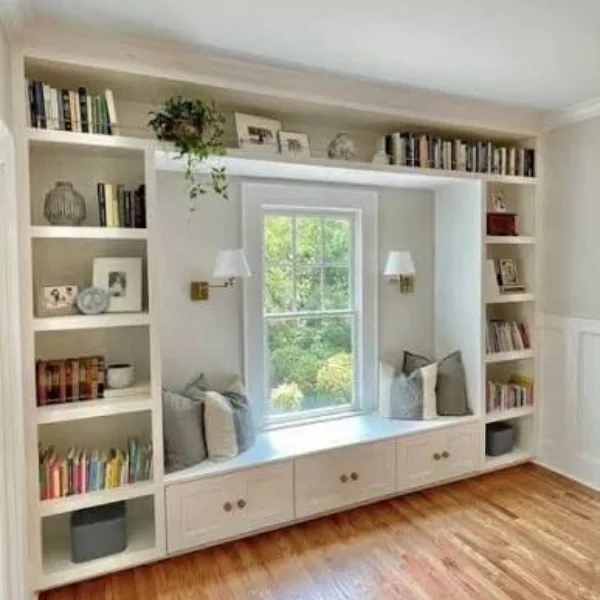 Built In Bay Window Library Styled to Glow the Built In Bay Window Library