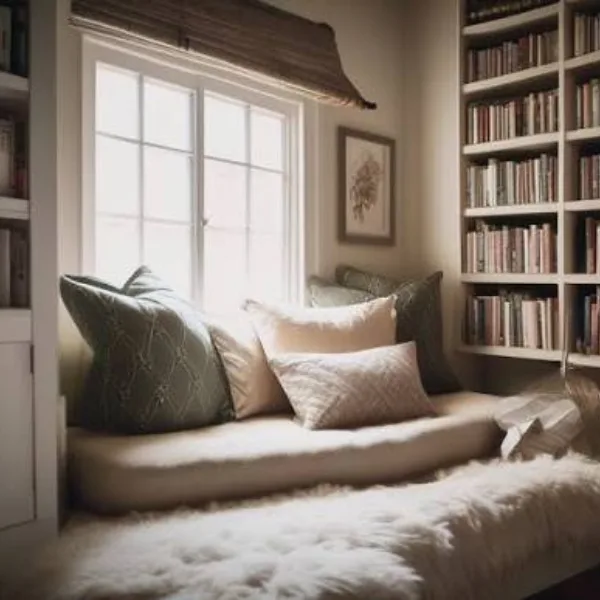Built In Bookshelf Nook with Center Seat Styled to Glow the Built In Bookshelf Nook with Center Seat
