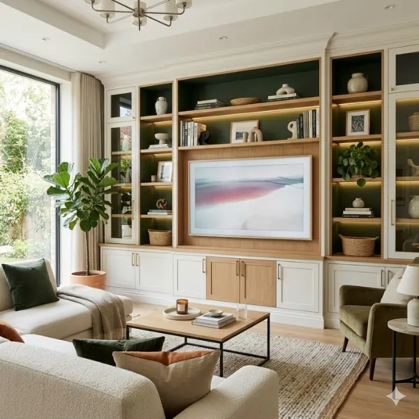 Built In Floor to Ceiling Entertainment Wall Unit Styled to Glow the Built In Floor to Ceiling Entertainment Wall Unit