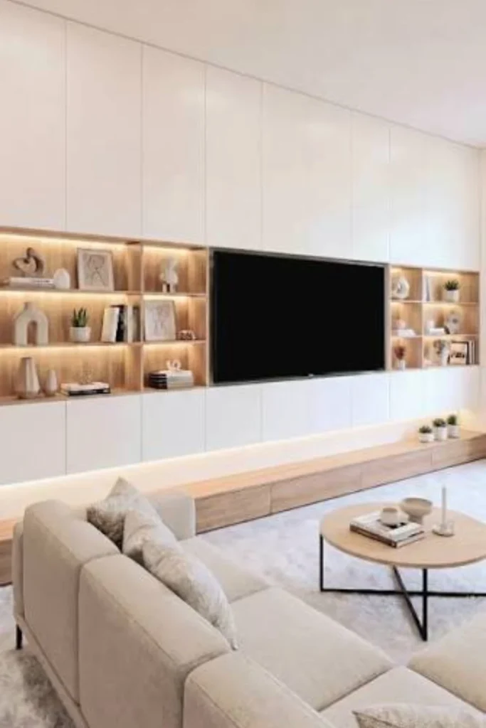 the Built In Storage Wall With Flush Cabinet Doors