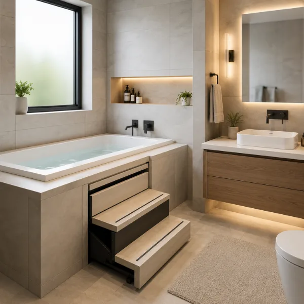 the Built In Tub With Pull Out Steps