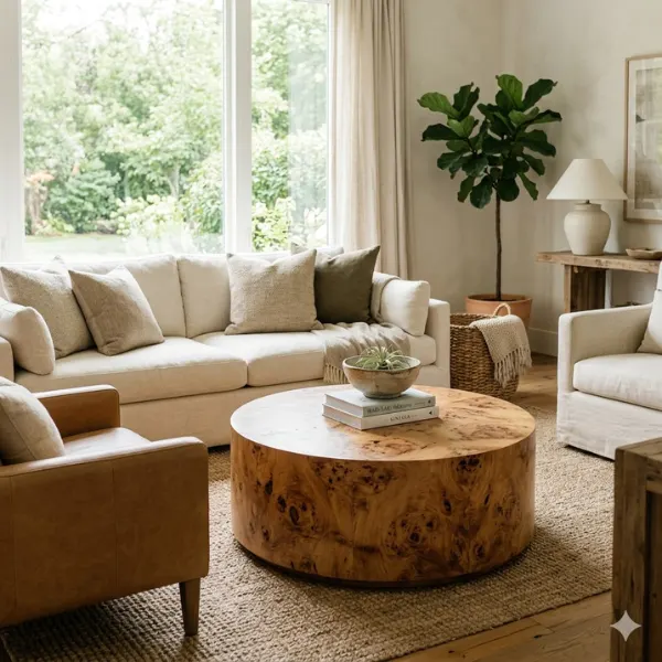 Burl Wood Rustic Round Table Styled to Glow the Burl Wood Rustic Round Table