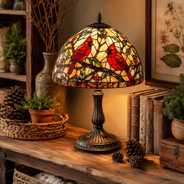 the Cardinal Birds Dome Table Lamp