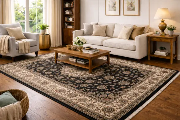 Charcoal and Black Persian Rugs Styled to Glow the Charcoal and Black Persian Rugs