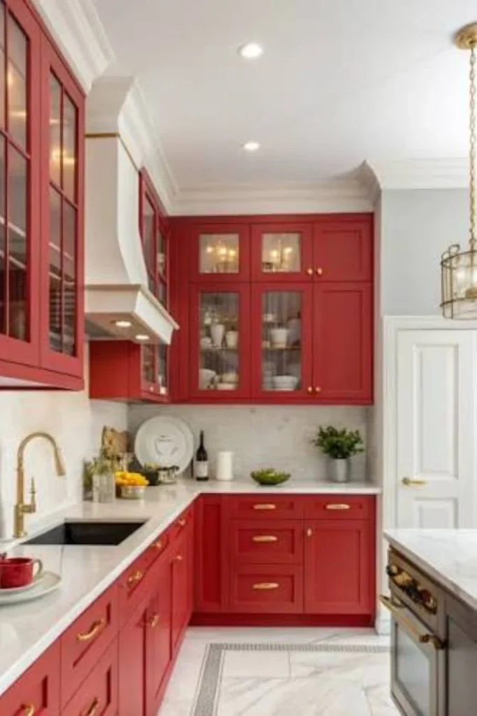 Cherry Red Cabinetry Styled to Glow the Cherry Red Cabinetry