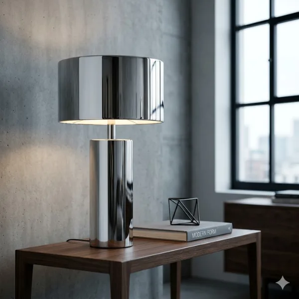 Chrome Minimalist Cylinder Lamp Styled to Glow the Chrome Minimalist Cylinder Lamp