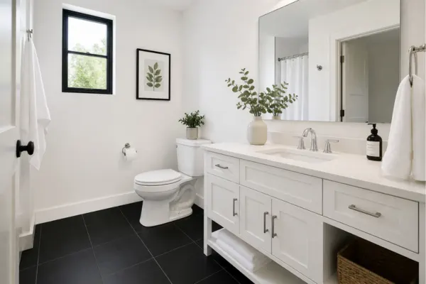 Classic Black Floor with White Walls Styled to Glow the Classic Black Floor with White Walls