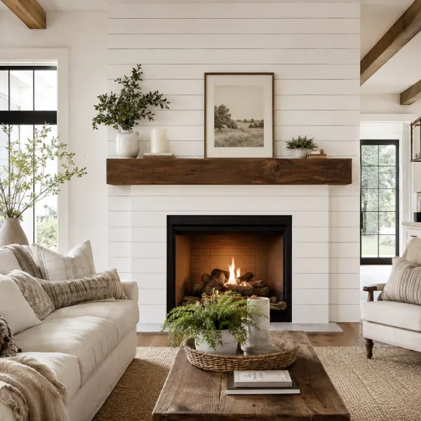 Classic White Shiplap Fireplace Wall Styled to Glow the Classic White Shiplap Fireplace Wall