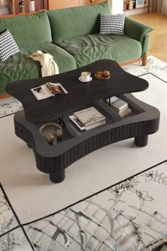 the Clear Glass Lift Top Storage Coffee Table