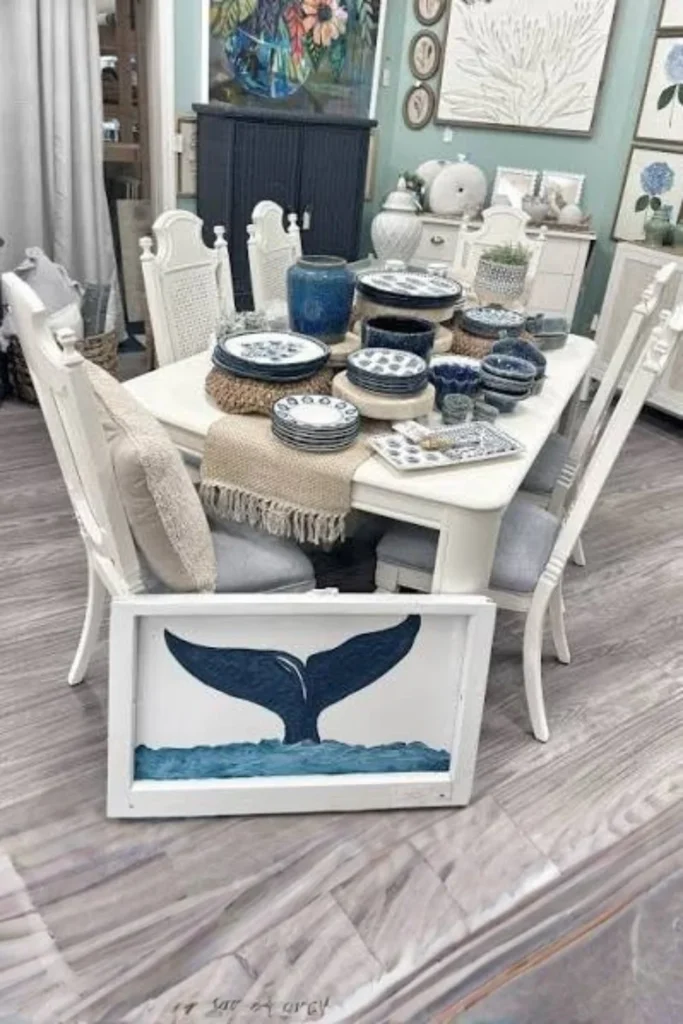 Coastal Blue White Nautical Table Styled to Glow the Coastal Blue White Nautical Table