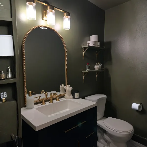 Color Drenched Powder Room Styled to Glow the Color Drenched Powder Room