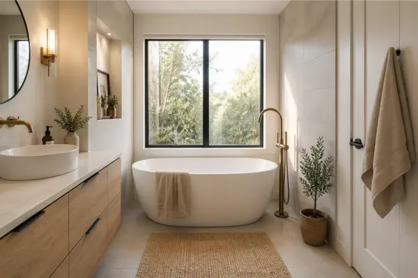 Compact Freestanding Tub With Slim Profile Styled to Glow the Compact Freestanding Tub With Slim Profile