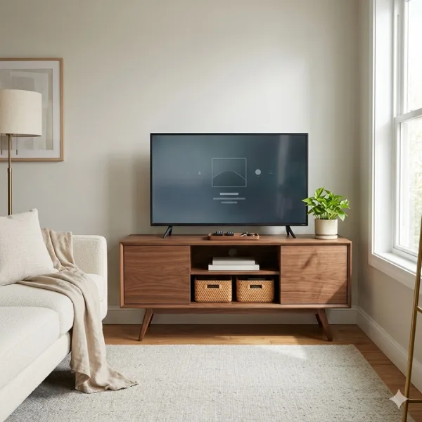 Compact MCM TV Stand for Small Spaces Under 48 Inches Styled to Glow the Compact MCM TV Stand for Small Spaces Under 48 Inches