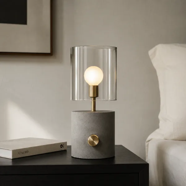 the Concrete Glass Minimalist Lamp