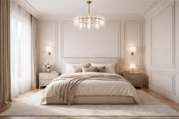 Contemporary Classic Bedroom With Panel Molding Styled to Glow the Contemporary Classic Bedroom With Panel Molding