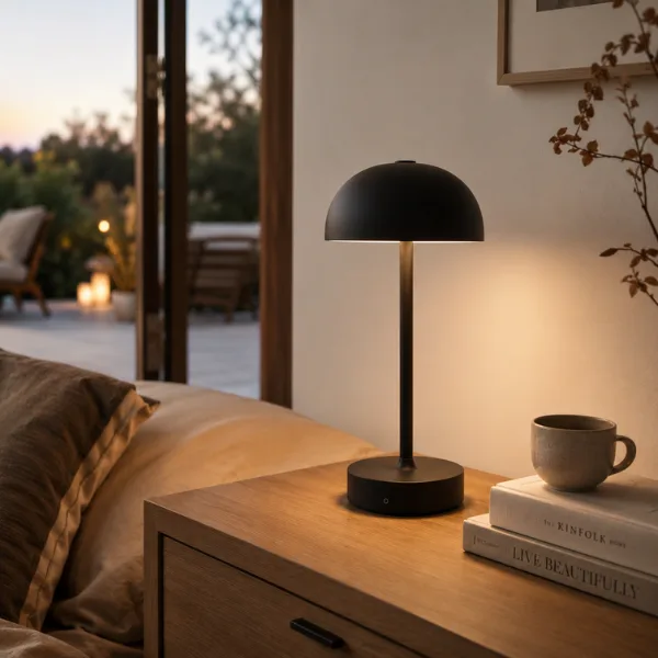 the Cordless Rechargeable Matte Black Lamp