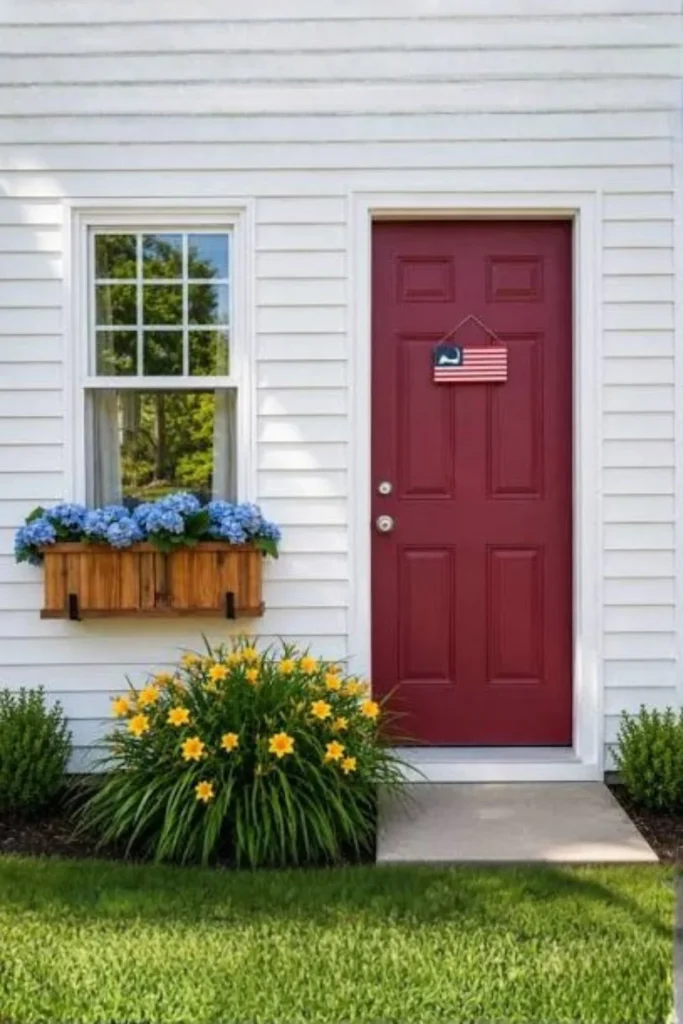 Cottage Style Red Dutch Door with Flower Boxes Styled to Glow the Cottage Style Red Dutch Door with Flower Boxes
