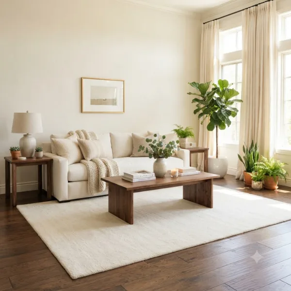 Crisp White Walls with an Ivory Linen Sofa Styled to Glow the Crisp White Walls with an Ivory Linen Sofa