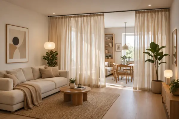 Curtain Divider Styled to Glow the Curtain Divider