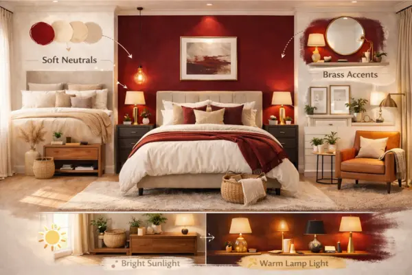 the Dark crimson bedroom color