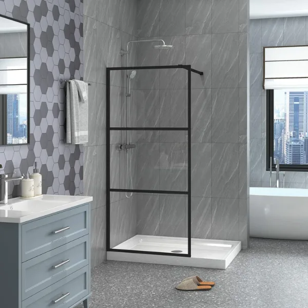 the Doorless Shower with a Fixed Glass Panel
