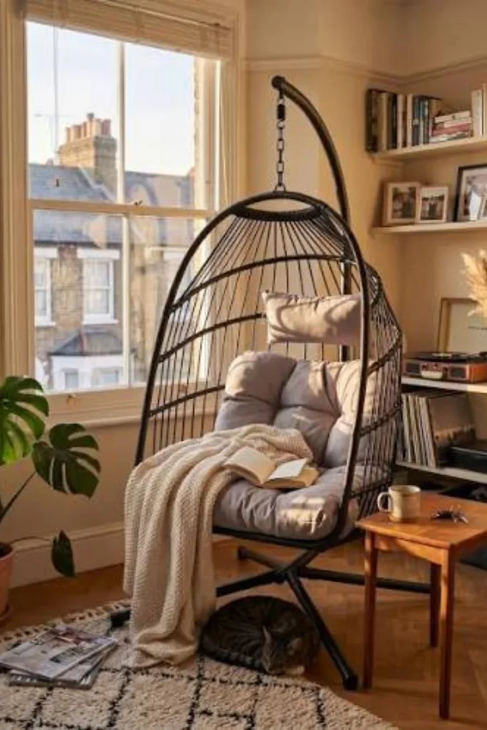 Egg Chair with a Floor Stand Styled to Glow the Egg Chair with a Floor Stand